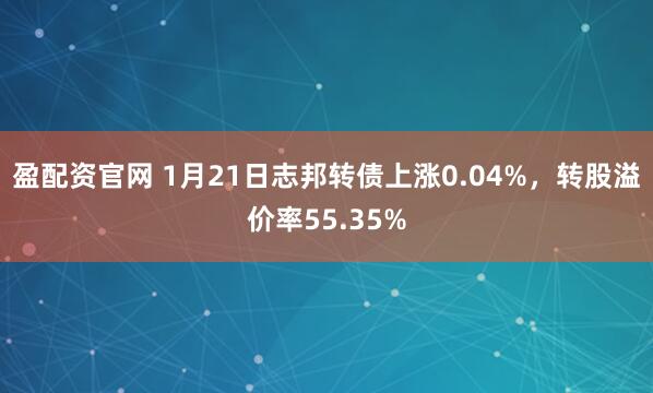 盈配资官网 1月21日志邦转债上涨0.04%，转股溢价率55.35%