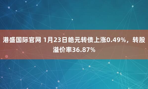 港盛国际官网 1月23日皓元转债上涨0.49%，转股溢价率36.87%